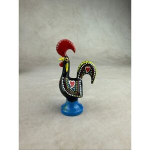Collectible Hand Painted Rooster Portugal Folk Art Enameled Moriage 3”